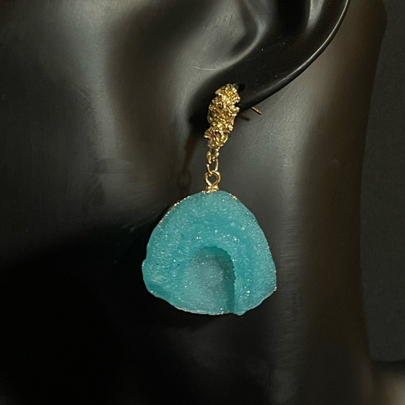 Van Gogh Style Abstract Painting Earrings- 2025 Trend (Simulated Natural Stone) - Picture 3 of 3